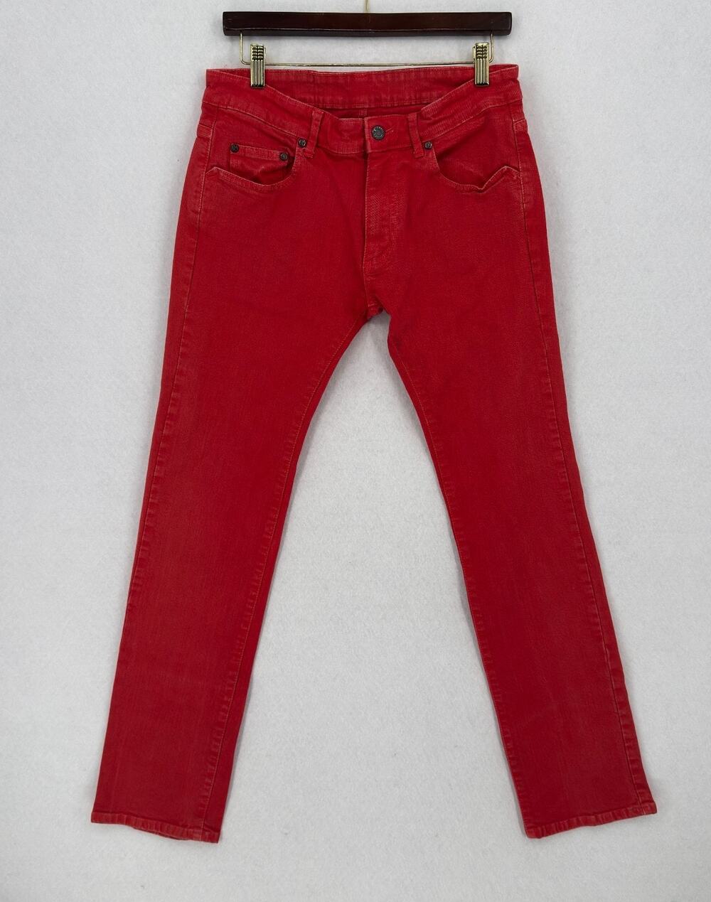 Cross Colours Mens Vibrant Red Stretch Denim Cotton Slim Leg Jeans Sz 32x32